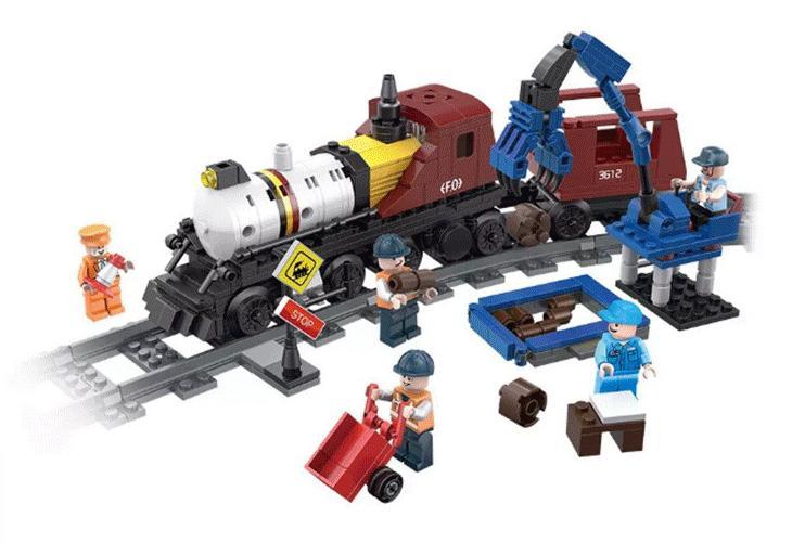 Bộ lắp ghép Tàu hỏa công trình Forange FC3612 465 mảnh, đồ chơi lắp ráp xe lửa vận chuyển cho bé trai 6 tuổi, giá tốt