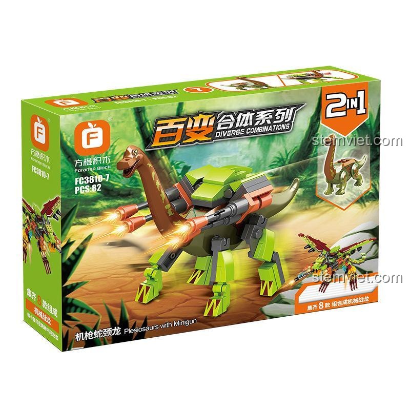 Hộp bộ đồ chơi Khủng long Robot Forange FC3810-7 Plesiosaur súng máy, kích thích trí thông minh cho trẻ.