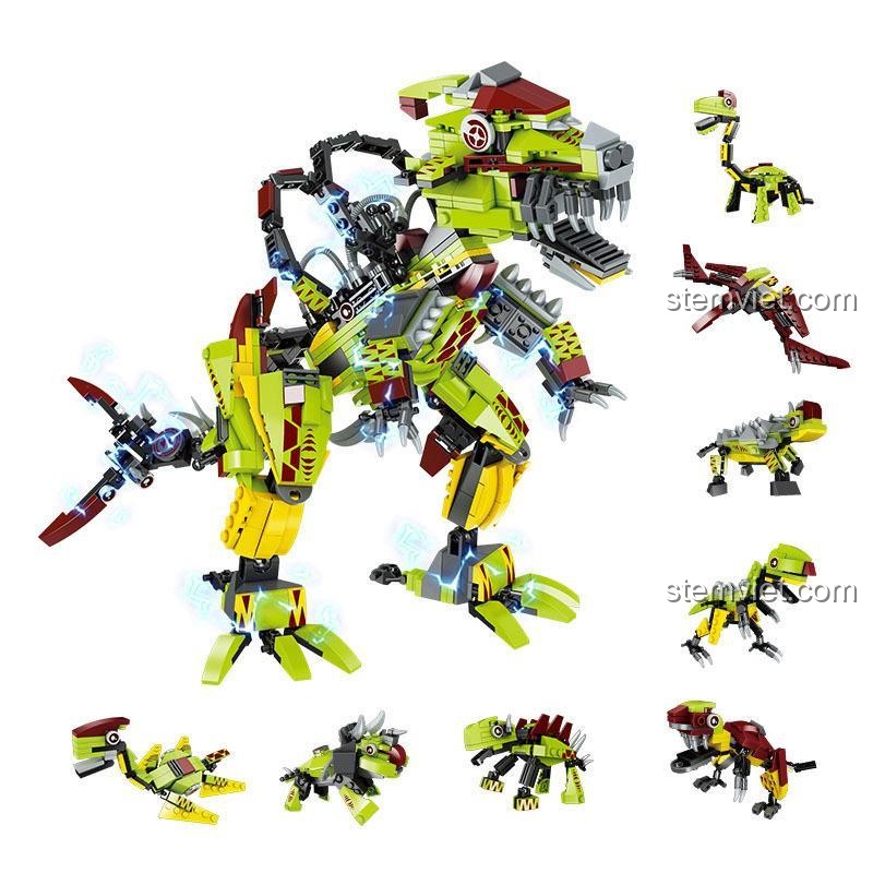 Bộ đồ chơi Forange FC3811 Magnetic Storm Tyrannosaurus Rex gồm 8 khủng long nhỏ có thể hợp thể, đồ chơi xếp hình sáng tạo.