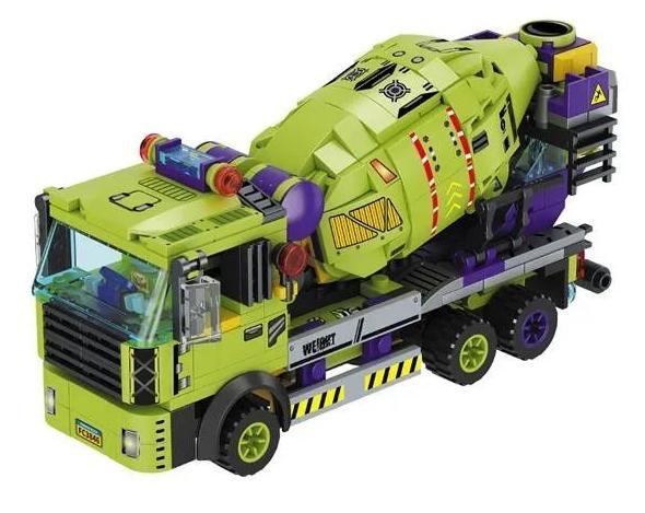 Bộ lắp ráp Xe trộn bê tông Forange FC3846 màu xanh lá, đồ chơi mô hình công trình cho bé trai 6 tuổi, giá tốt.