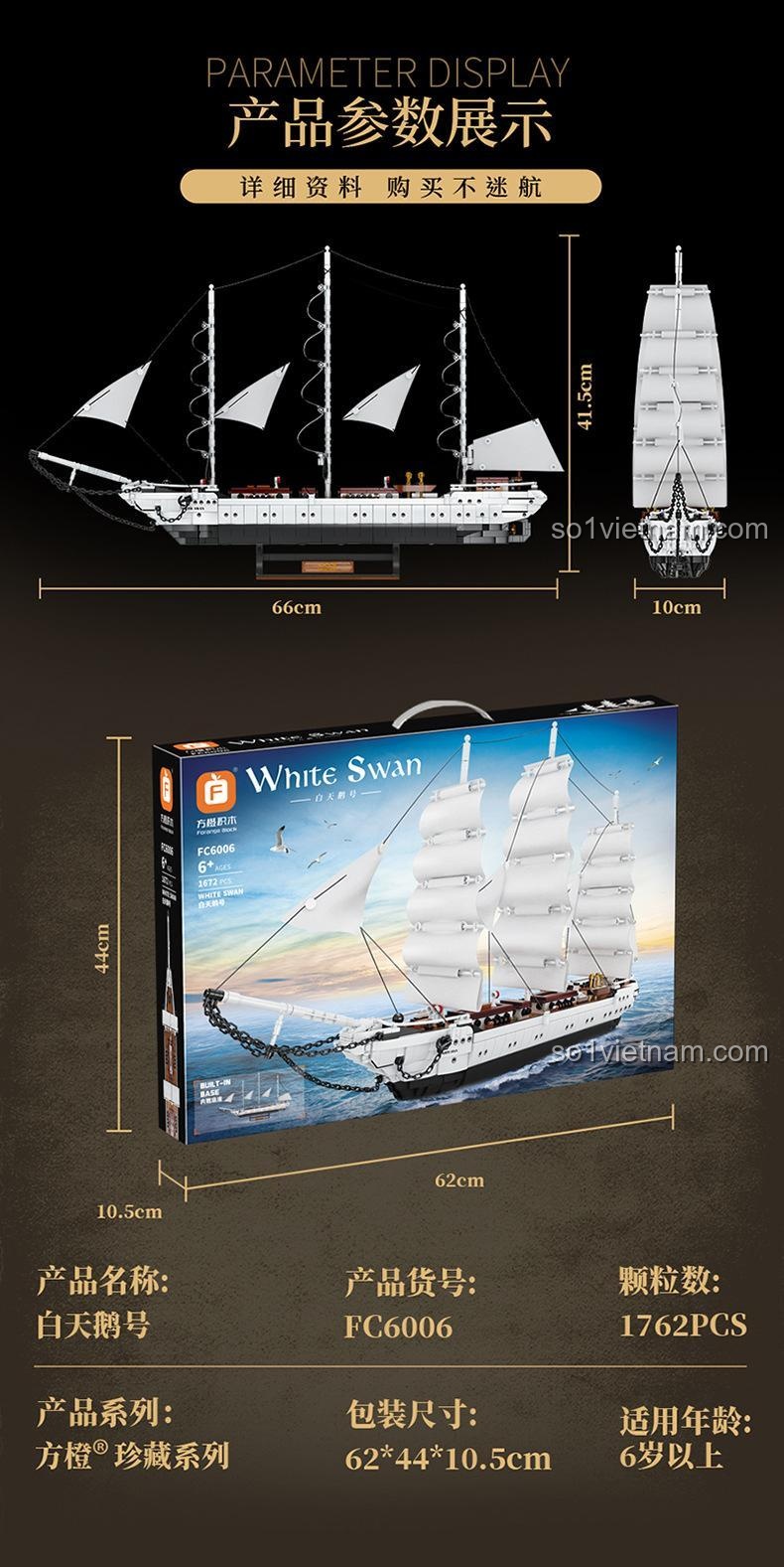 Mô hình thuyền buồm Bạch Tuyết Forange FC6006