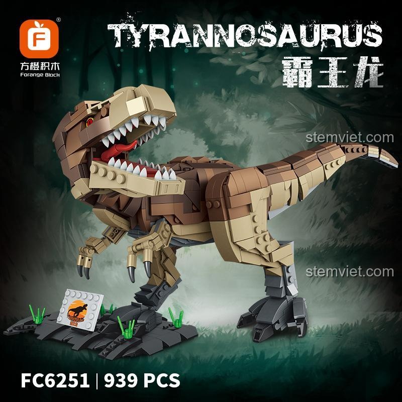 Hộp bộ lắp ghép Forange FC6251 Khủng long Bạo Chúa Tyrannosaurus, đồ chơi lắp ráp chất lượng cao cho bé trai.