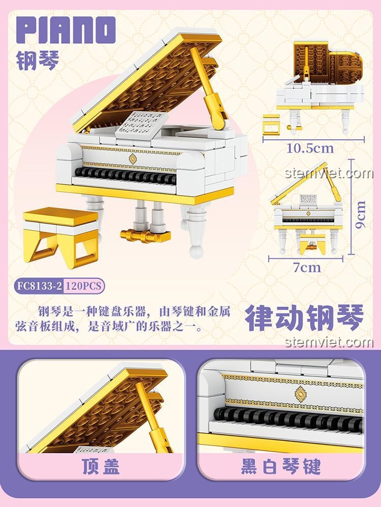 Mô hình Đàn Piano mini Forange với kích thước 9cm x 10.5cm, một phần của bộ sưu tập nhạc cụ tí hon.