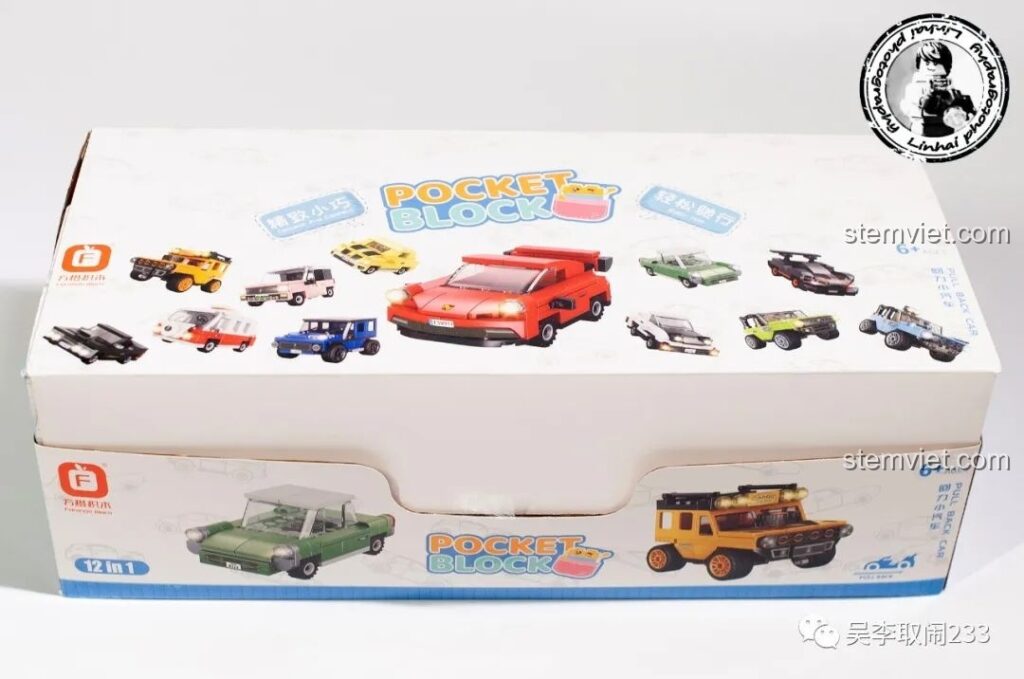 Hộp lớn của bộ sưu tập 12 xe hơi mini Forange FC8279, món đồ chơi lắp ráp sáng tạo cho bé trai 6 tuổi.