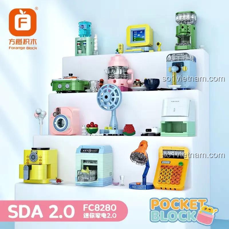 Bộ xếp hình Forange FC8280 mô hình đồ dùng gia đình, đồ chơi nhà bếp mini giá rẻ, kích thích sáng tạo cho trẻ 6 tuổi.