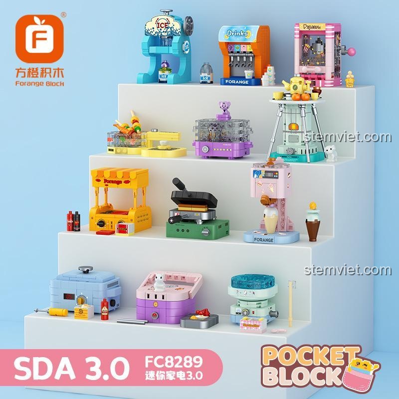Bộ xếp hình FC8289 1477 chi tiết, đồ chơi lắp ráp Forange, bộ sưu tập đồ gia dụng, đồ chơi cho bé trai và bé gái 6 tuổi
