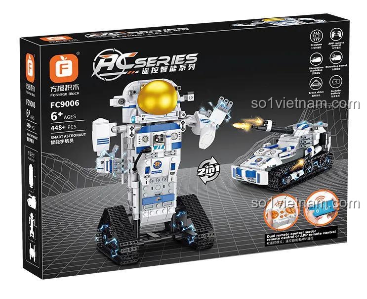 Hộp đồ chơi lắp ráp Người Máy Vũ Trụ Điều Khiển Forange FC9006, thể hiện 2 mẫu lắp được, điều khiển từ xa, phù hợp bé trai 6 tuổi, giá tiết kiệm.
