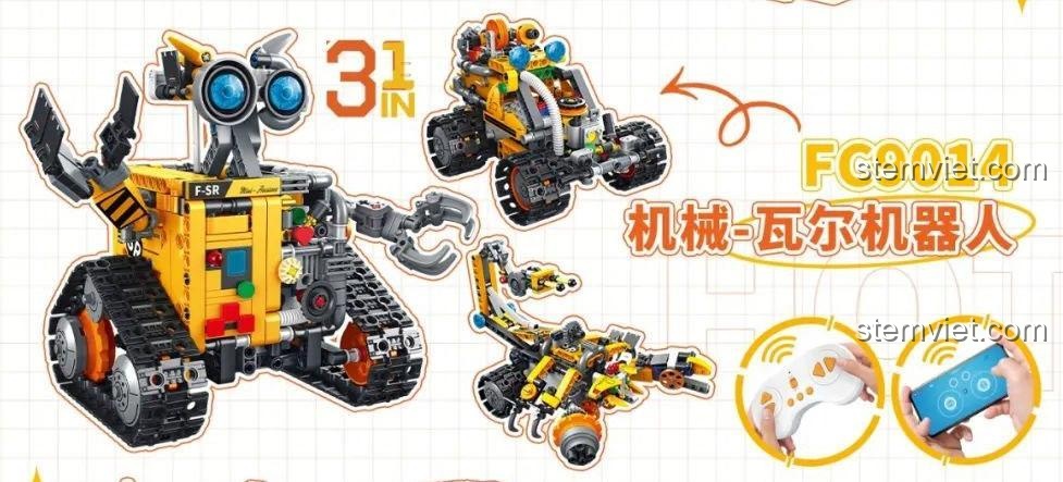 Các mẫu lắp ráp Robot Wall-E, xe địa hình và bọ cạp của đồ chơi mô hình Forange 9014, có điều khiển từ xa.