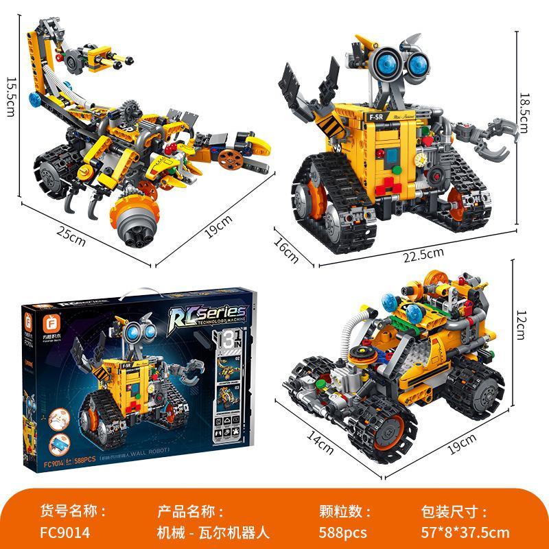 Kích thước chi tiết 3 mô hình của bộ lắp ráp Robot Wall-E Forange FC9014 cho bé trai 6 tuổi.