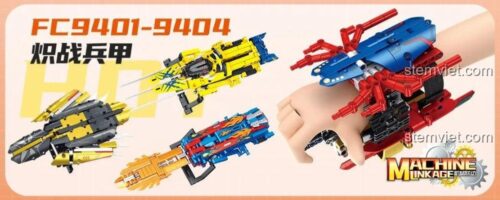 Găng tay siêu anh hùng Forange FC9402 đeo trên tay, thể hiện kích thước thực tế, bắn đạn nhựa an toàn cho bé trai 6 tuổi.
