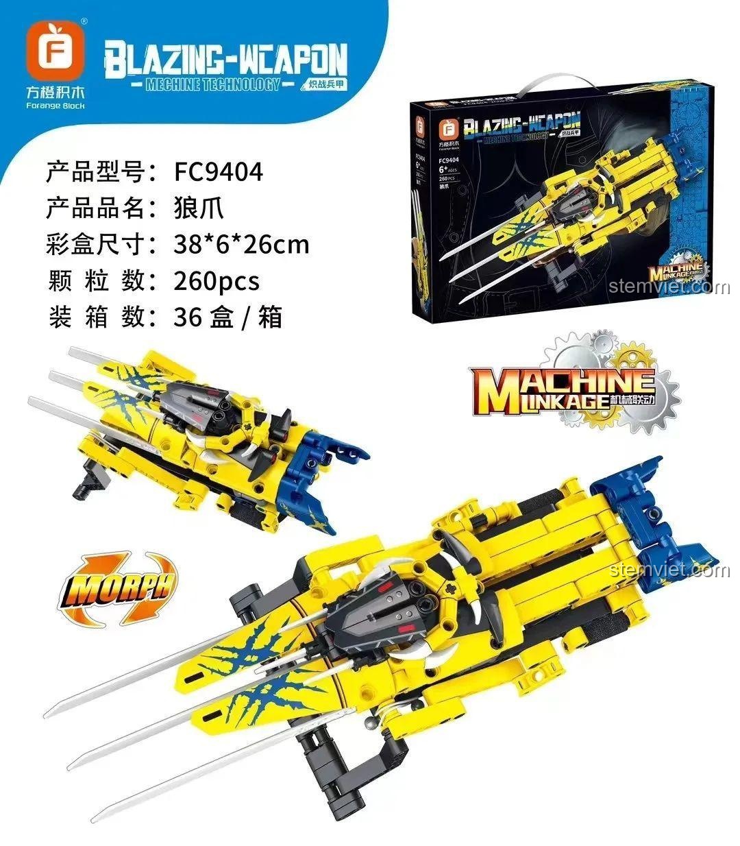 Bộ lắp ghép Forange FC9404 Vũ Khí Rực Lửa: Móng Vuốt Sói giá tốt cho bé trai 6 tuổi, hộp sản phẩm chất lượng cao.