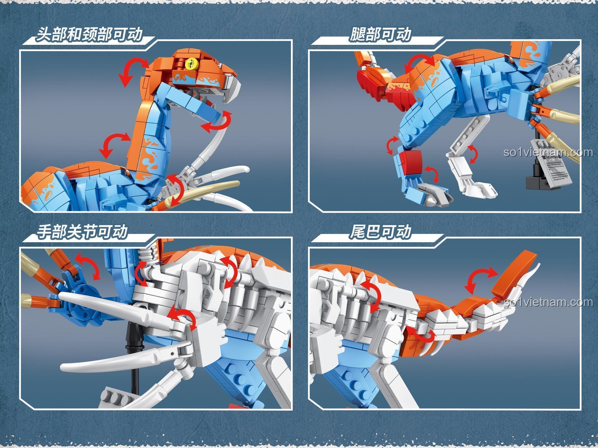 Bộ lắp ghép Khủng long Therizinosaurus GAOMISI T1037 với khớp đầu và cổ cử động linh hoạt, đồ chơi xếp hình giá rẻ