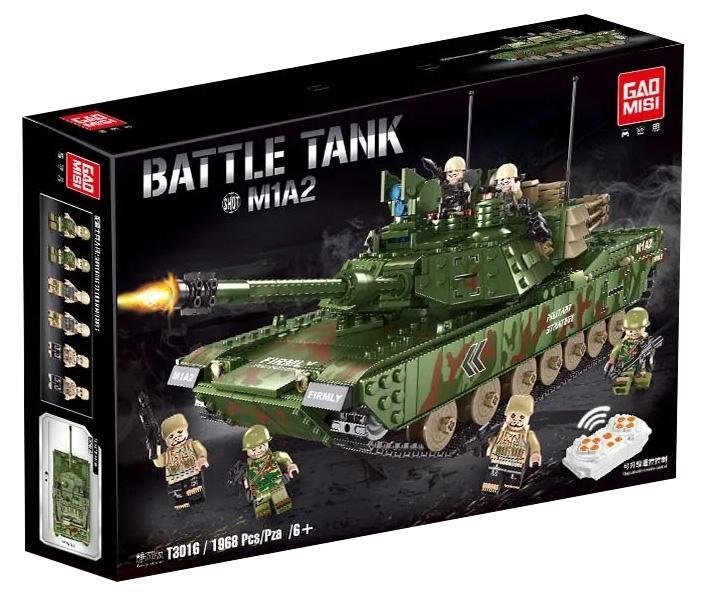 Hộp đồ chơi mô hình xe tăng M1A2 Abrams GAOMISI T3016, bộ lắp ráp 1968 mảnh cho bé trai 6 tuổi, giá rẻ.