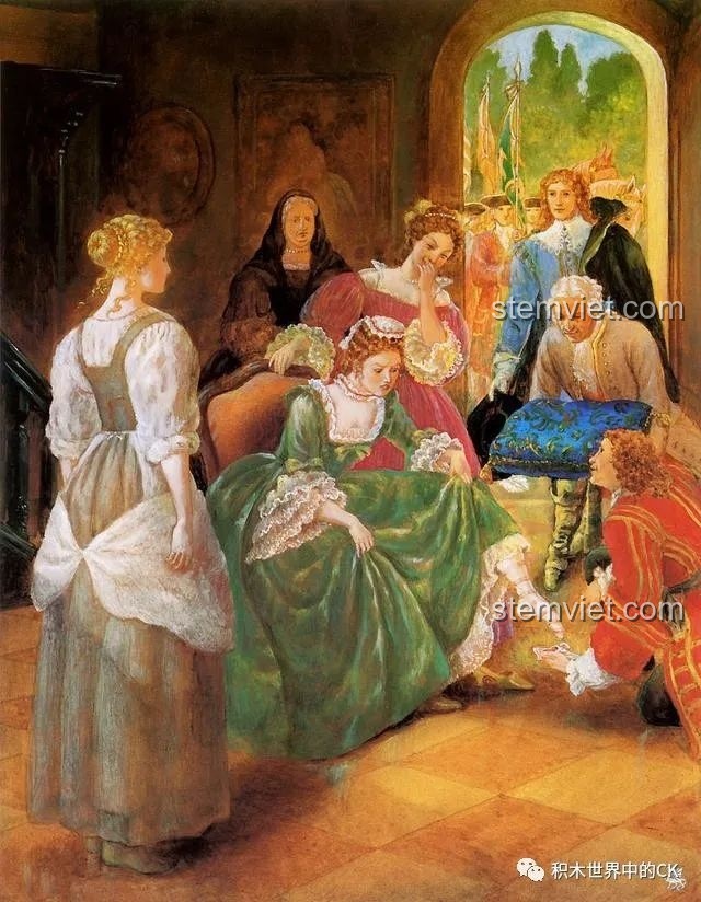 Gáy sách của mô hình sách cổ tích Lọ Lem Wekki 506174, với các chi tiết vàng đồng.