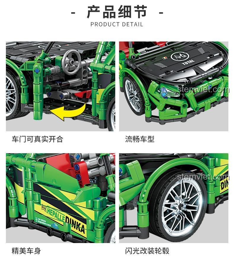 Bộ đồ chơi GBL KY1047 Xe Đua Thể Thao Q3 với cửa mở được, thân xe tinh xảo, bánh xe mạ điện, chi tiết cao, đồ chơi lắp ráp cho bé trai 6 tuổi.