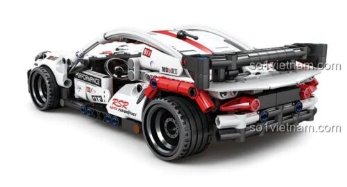 Mô hình xe Porsche 911 GT3 RSR màu trắng đỏ GBL KY1082 nhìn từ phía sau