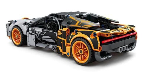 Mô hình Bugatti Chiron GBL KY1083 màu đen cam, xe thể thao tốc độ cao, đồ chơi lắp ghép cho bé trai 6 tuổi
