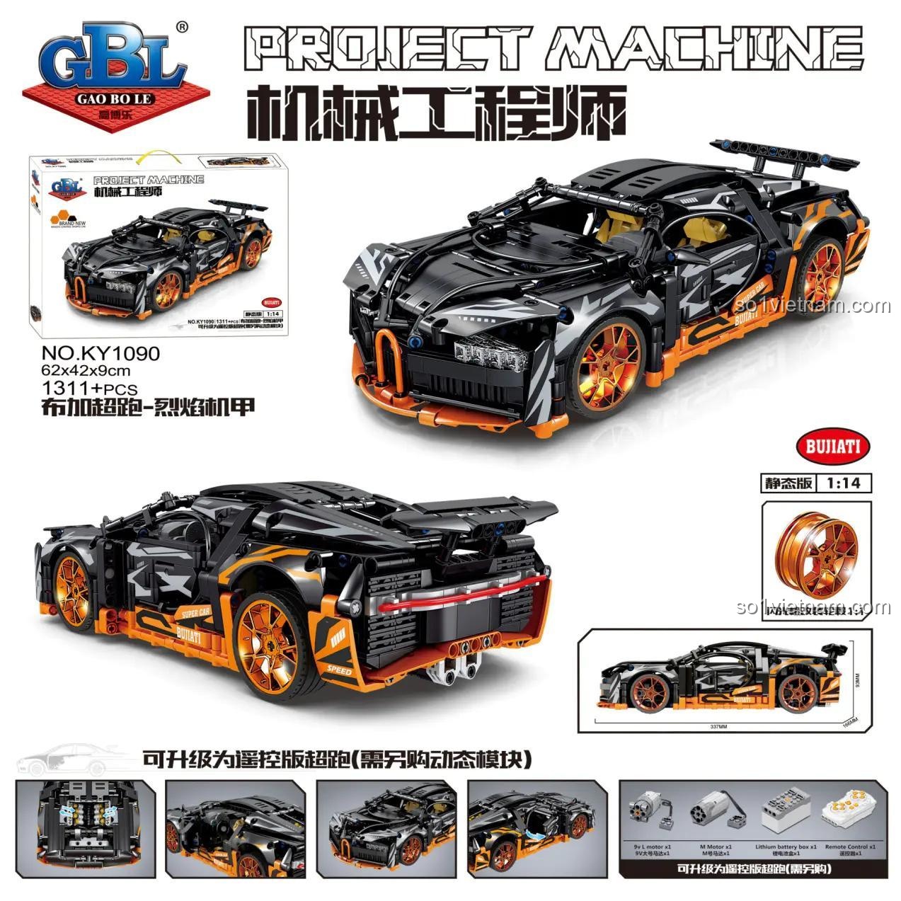 Bộ đồ chơi GBL KY1090 Bugatti Siêu Xe Tốc Độ Tốc độ Kinh Hoàng