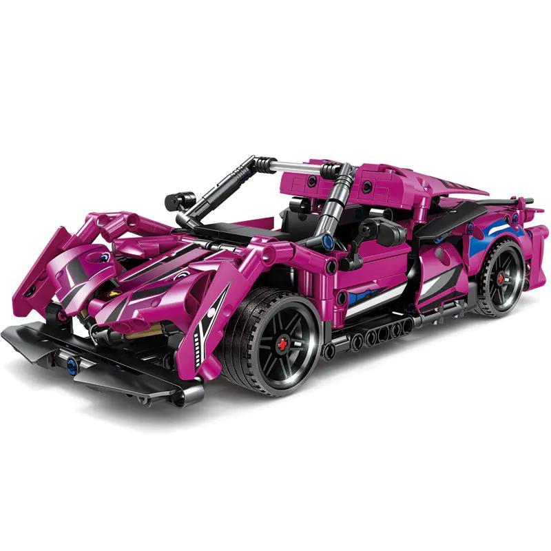 Ảnh chụp chéo phía trước của bộ lắp ghép Siêu xe VEN GBL KY1091 màu đỏ tươi, một món đồ chơi mô hình giá rẻ dành cho con trai 6 tuổi.