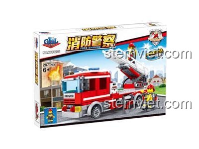 Hộp đồ chơi xếp hình GBL KY98205 Xe Chữa Cháy Có Thang, gồm 287 chi tiết, món quà sáng tạo cho con trai 6 tuổi.