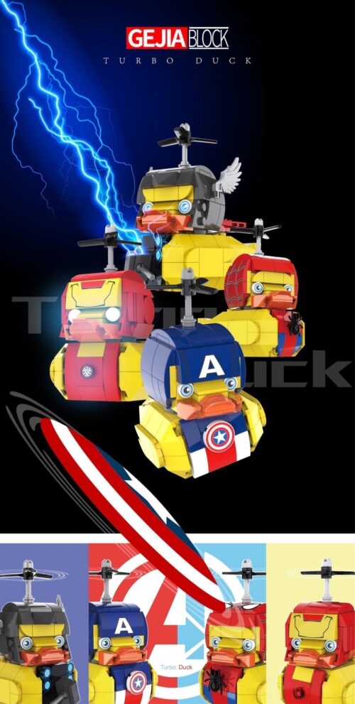 Bộ Lắp Ghép GEJIA BLOCK 49003-4 Biệt Đội Siêu Anh Hùng "Turbo Duck" - Spider-Man