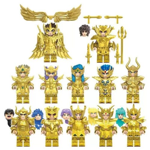 Bộ lắp ghép Thánh Đấu Sĩ Seiya CQ22 12 minifigures Hoàng Đạo màu vàng, đồ chơi lắp ráp chất lượng cao cho bé trai 8 tuổi, giá tốt.