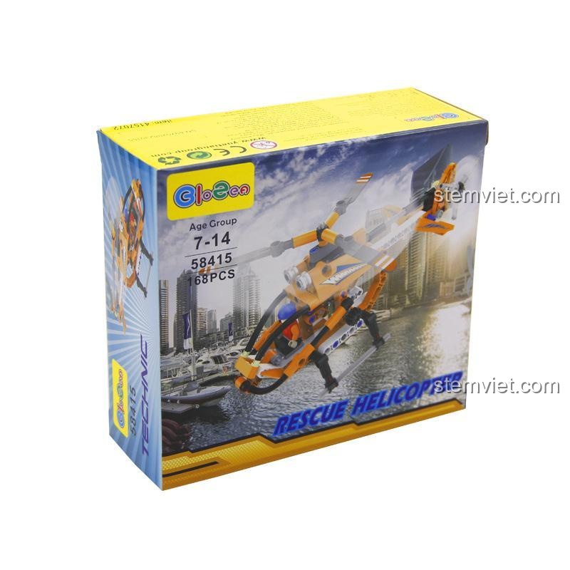 Mô hình Trực thăng cứu hộ Gigo 58415 sau khi lắp ráp hoàn chỉnh, đồ chơi cho bé trai 7 tuổi.