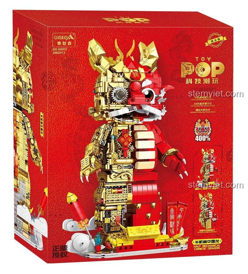 Hộp đồ chơi lắp ráp Rồng máy Steampunk GISEGA 8903, món quà Tết ý nghĩa cho bé trai.