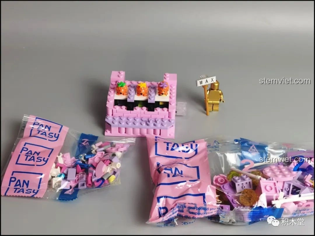 Góc nhìn phía sau của hai nhân vật mini-figure từ bộ lắp ráp Pantasy Joyside 61004.