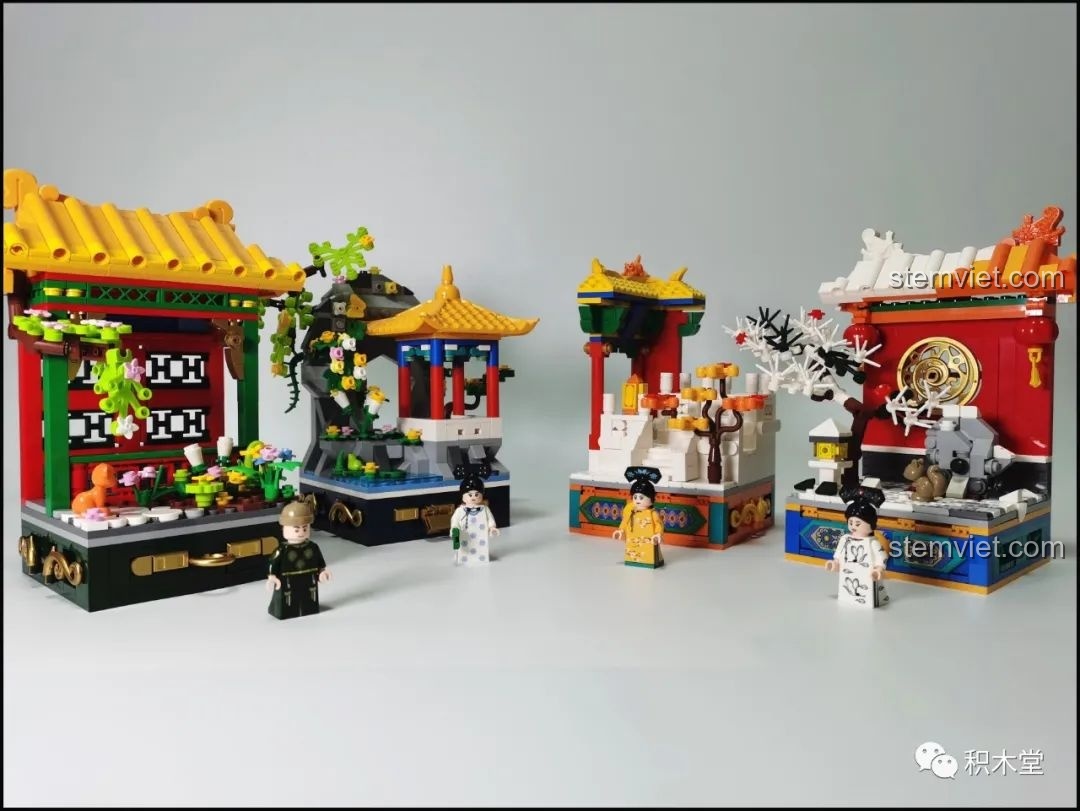 Góc nhìn từ trên xuống của bốn mô hình lắp ghép Wekki Vườn Thượng Uyển Bốn Mùa