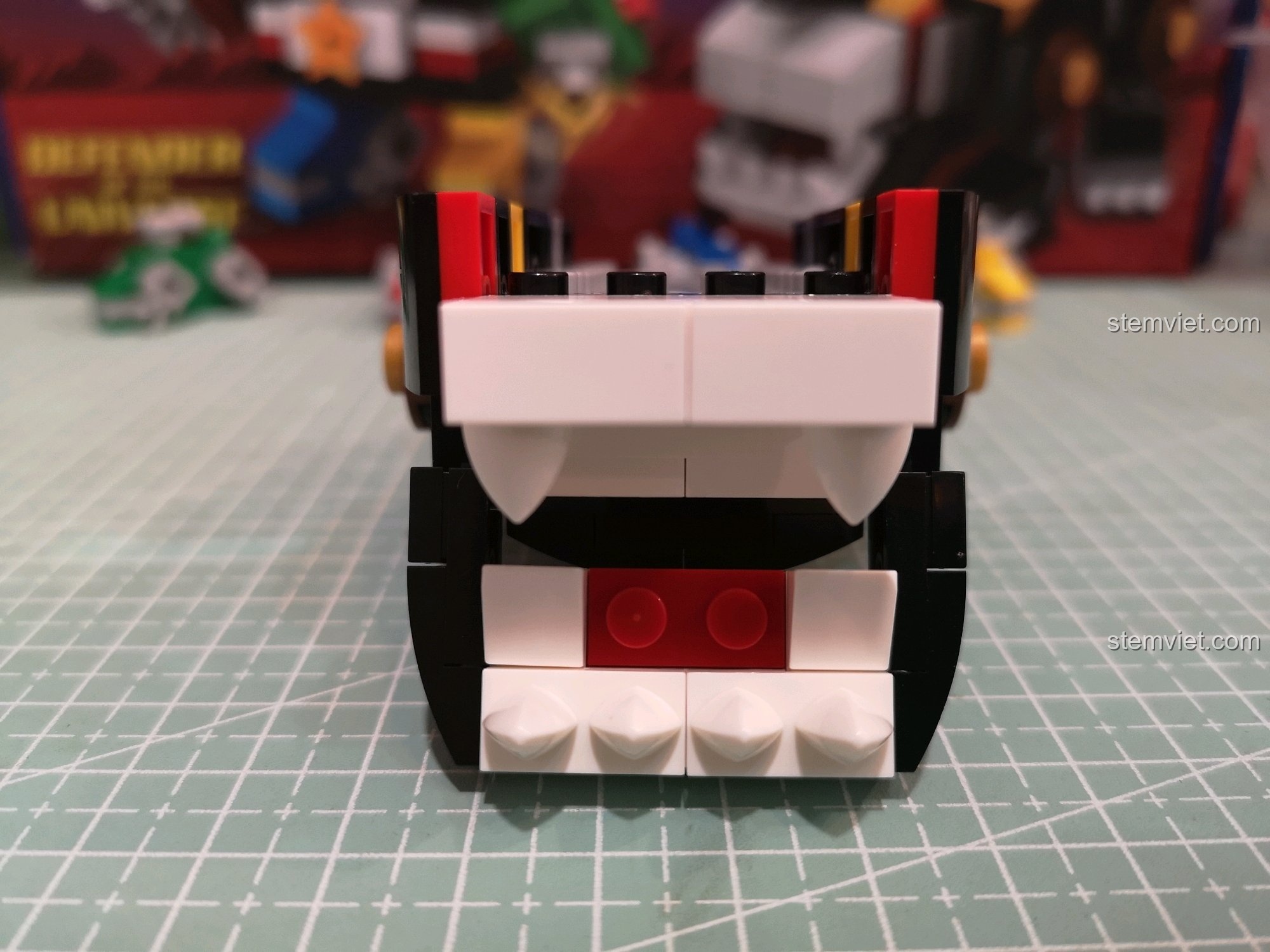 Góc nhìn trực diện của đầu Sư tử Đen, thể hiện sự mạnh mẽ và chi tiết.