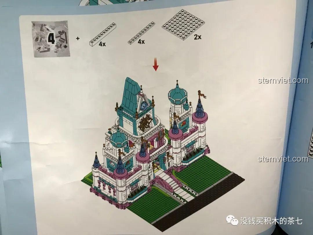 Các túi chi tiết thuộc gói số 4 của bộ xếp hình Lâu Đài Công Chúa Ánh Sáng.