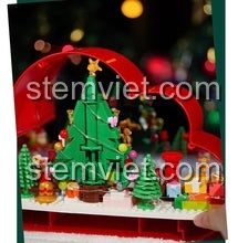 Kích thước cây thông trong đồ chơi xây dựng Đồ trang trí Giáng Sinh 3011, bé có thể cầm nắm dễ dàng.