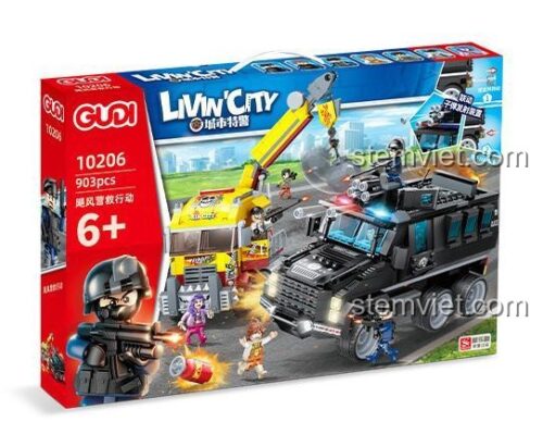Bộ đồ chơi Xe cảnh sát GUDI 10206 - Xe cứu hộ
