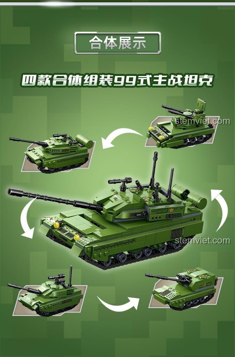 Sơ đồ kết hợp 4 xe nhỏ thành Xe tăng ZTZ-99 20401.