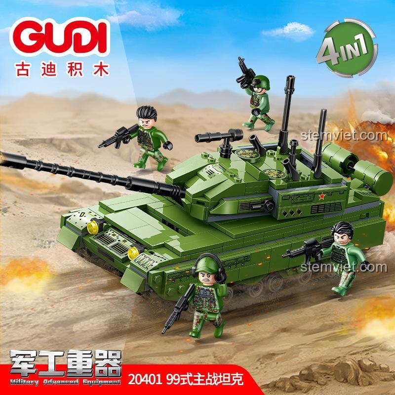 Mô hình đồ chơi lắp ráp Xe tăng chiến đấu chủ lực ZTZ-99 GUDI 20401 cùng 4 lính xe tăng.