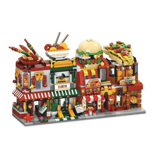 GUDI 22111 Bộ lắp ghép Cửa hàng Ẩm thực 4 trong 1, Thế Giới Ẩm Thực, Đỏ, Vàng, Trắng, Xanh lá, Nâu, 1658 mảnh, Tương thích LEGO®, 6+, Con trai, Con gái, Giá tốt, Chất lượng cao