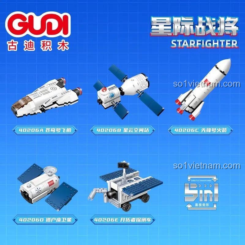 Hộp sản phẩm GUDI 40206, bộ lắp ghép Robot Hợp Thể 5 Trong 1, giá tốt