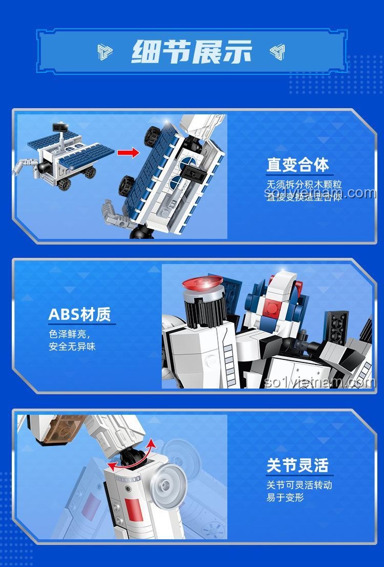 Tính năng biến hình trực tiếp bộ lắp ghép Mô hình Robot Vũ Trụ, đồ chơi mô hình Robot Hợp Thể 5 Trong 1, cho bé trai 6 tuổi