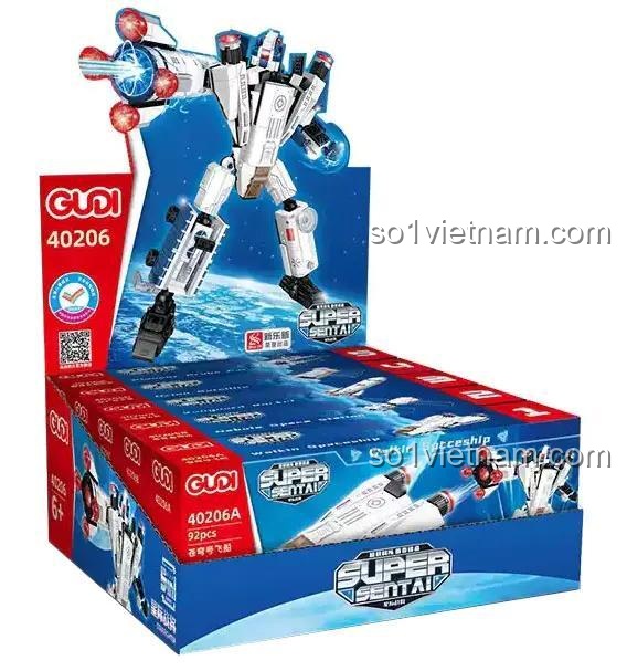 Kích thước mô hình Robot Hợp Thể 5 Trong 1 0206, kích thước hộp GUDI 40206, cho con trai 6 tuổi