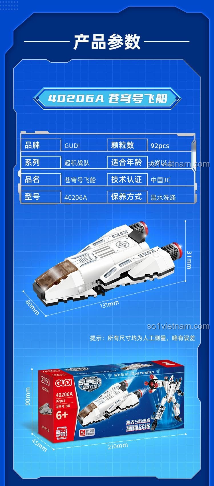 Chất liệu ABS an toàn GUDI 40206 Robot Biến Hình, khớp nối linh hoạt, đồ chơi xây dựng