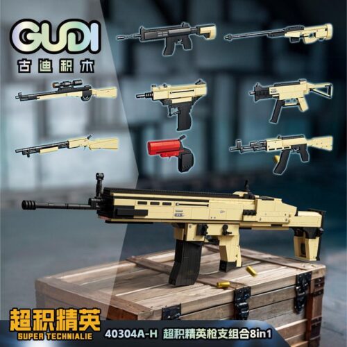 Bộ lắp ghép GUDI 40304 Súng trường tấn công SCAR 8 trong 1, đồ chơi lắp ráp súng SCAR, mô hình súng lắp ráp SCAR cho bé trai 6 tuổi, giá tốt
