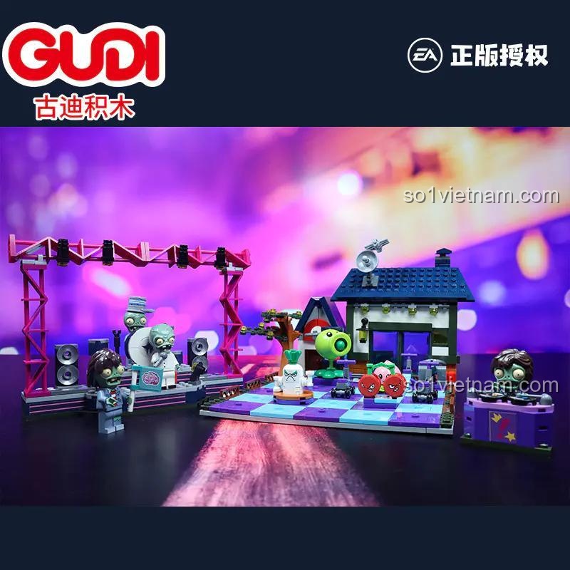 Chi tiết Bộ Lắp Ghép Cảnh Quan Nhà Máy Plants vs. Zombies: Rock Era GUDI 60017