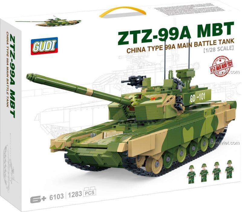 Hộp bộ lắp ghép Xe Tăng 99A GUDI 6103, đồ chơi lắp ráp quân sự 1283 mảnh, món quà tuyệt vời cho bé trai yêu thích xe tăng