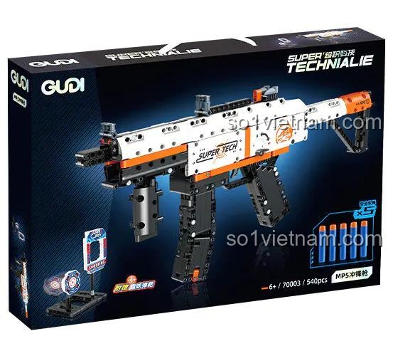 Hộp bộ lắp ghép Súng tiểu liên MP5 GUDI 70003, đồ chơi xây dựng cho con trai 6 tuổi, giá rẻ.