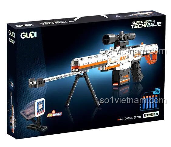 bộ xếp hình GUDI 70004 Súng bắn tỉa Barrett, hộp sản phẩm đẹp mắt, đồ chơi lắp ráp chất lượng cao cho bé trai