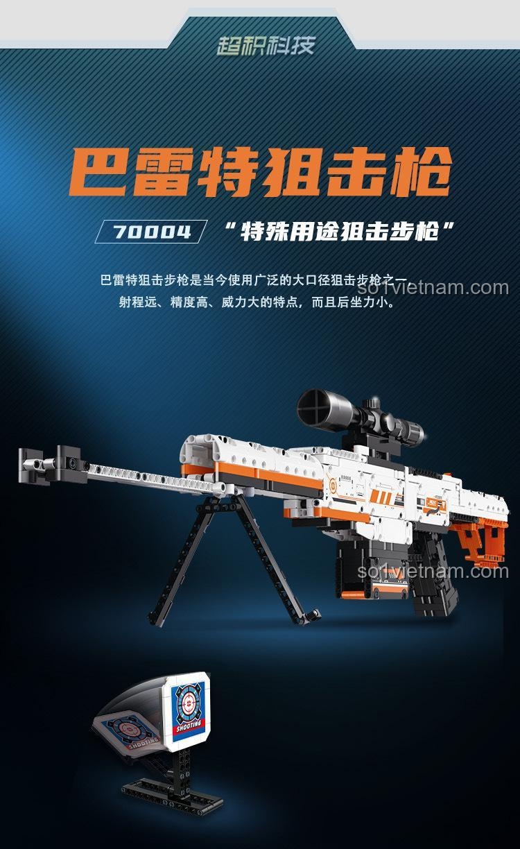đồ chơi lắp ráp GUDI 70004 Súng bắn tỉa Barrett, mô tả chi tiết súng trường Barrett, đồ chơi giáo dục cho bé trai 6 tuổi