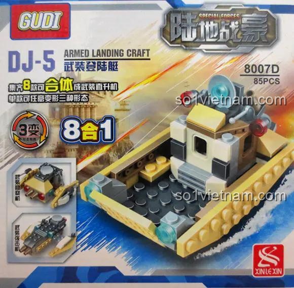 Bộ khối lắp ghép GUDI 8007 Tàu đổ bộ vũ trang, 679 chi tiết, phù hợp cho bé trai 6 tuổi, với tính năng 8 trong 1, giá tốt