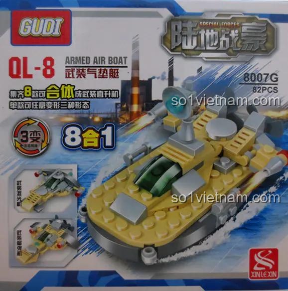 Xếp khối GUDI 8007 Tàu vận tải vũ trang, 679 chi tiết, phù hợp cho bé trai 6 tuổi, với tính năng 8 trong 1, giá tốt