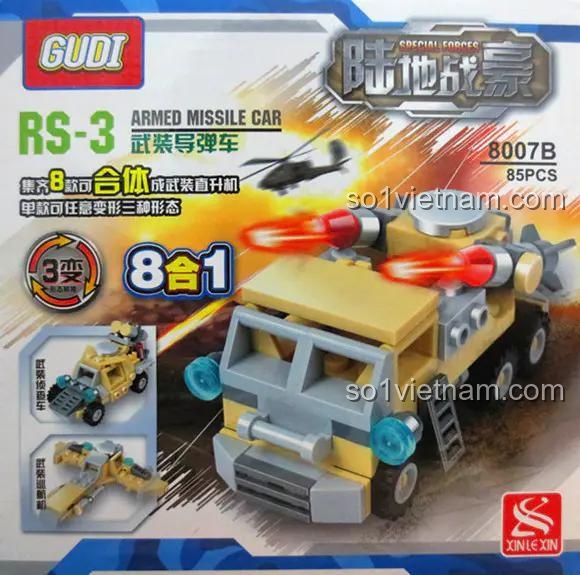 Bộ lắp ghép GUDI 8007 Xe tăng vũ trang, 679 chi tiết, phù hợp cho bé trai 6 tuổi, với tính năng 8 trong 1, giá tốt